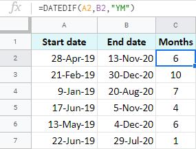 Hướng dẫn cách sử dụng hàm DATEDIF trong Google Sheets
